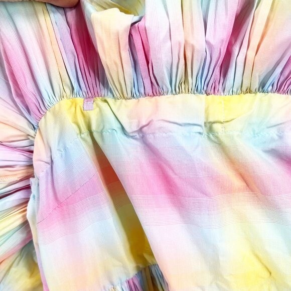 Anthropologie Beatrice B Rainbow Tiered Dress Pleated Square Neck Size M NWT - Picture 6 of 12